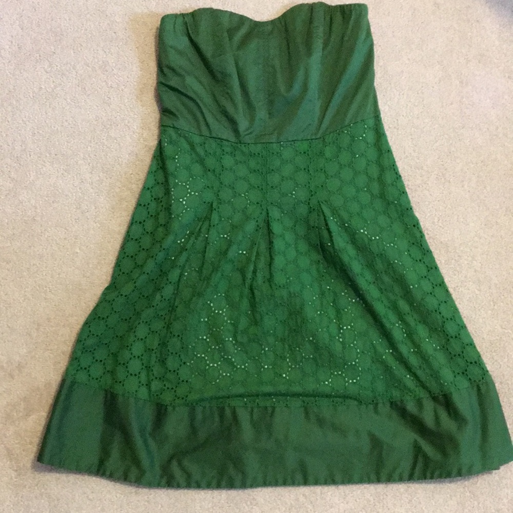 The Limited Kelly Green Strapless Eyelet Dress Sz8